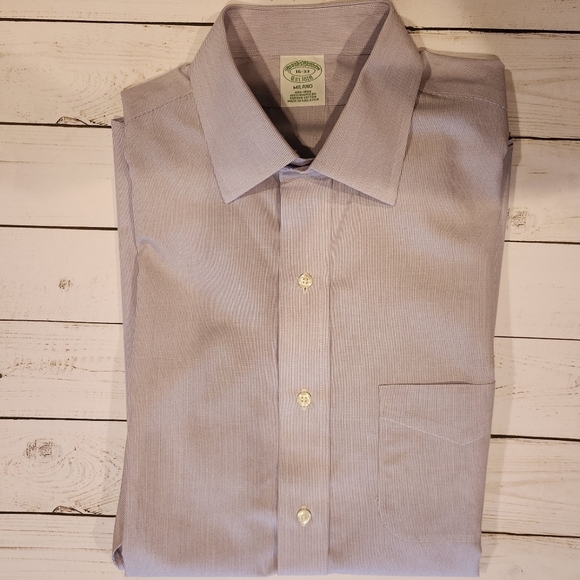 NWT Brooks Brothers Men's Milano Slim Fit Lavender/White Dress Shirt 16-33 - Picture 4 of 8